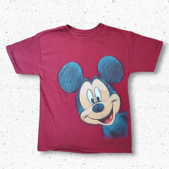 Y2K Disneyland Mickey Mouse Sketched T-Shirt Youth Sz Medium - Picture 2 of 5